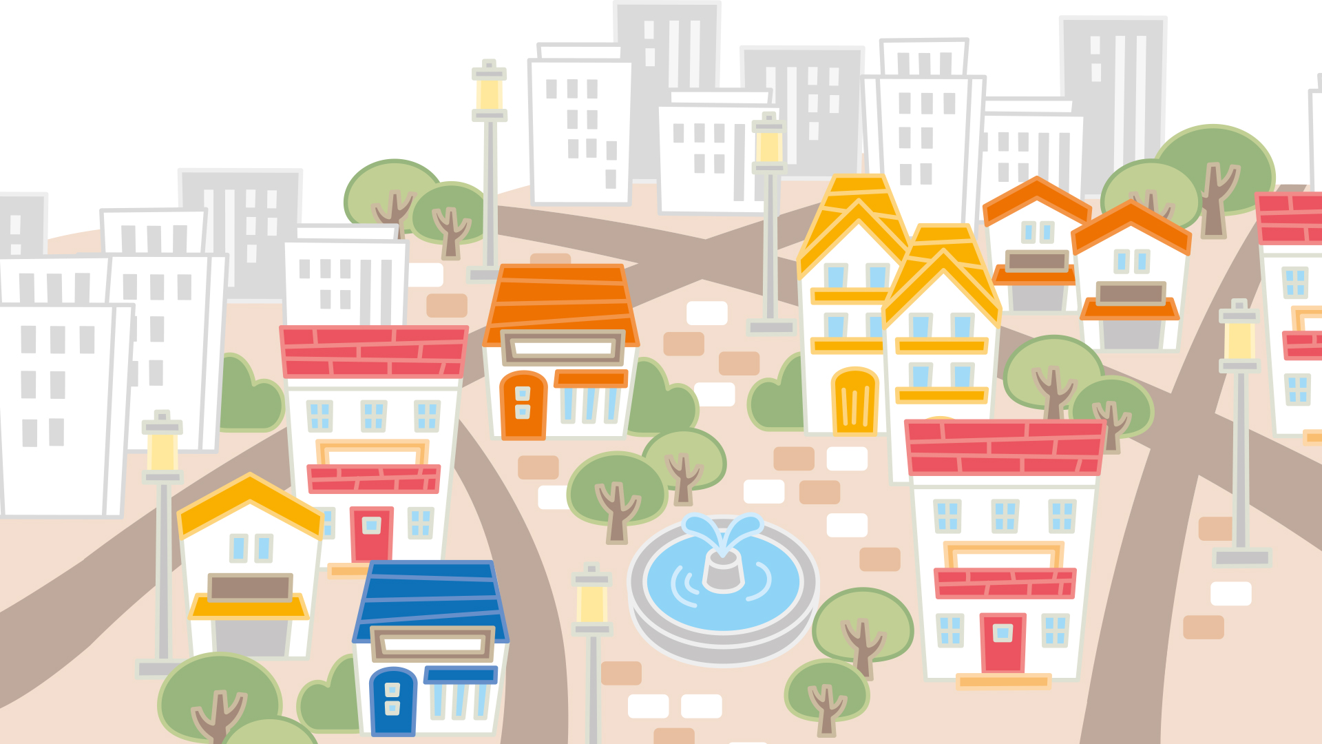 Illustration mit Häusern